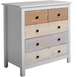 Vs Venta-stock - Commode magda blanc et tiroirs multicouleurs en pin massif. - multicolore