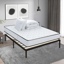 Lit 140x190 cm avec Sommier et Matelas - Matelas 140x190x16cm Mémoire de Forme avec une Couette