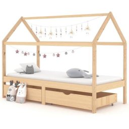 Lit cabane - Moderne Cadre de lit d'enfant avec tiroirs Bois de pin massif 90x200 cm,Pour fille