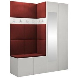 Ensemble entrée Hartford 278, Manila 23, 186x158x46cm, Miroir, Rouge, Blanc, Stratifié, Tapisserie,