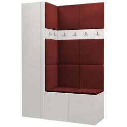 Ensemble entrée Miami 393, Blanc, 186x124x44cm, Rouge, Blanc, Tapisserie, Stratifié, Mis, Mural
