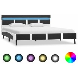 Cadre de lit avec led Gris Similicuir 140 x 200 cm Vidaxl Gris et blanc