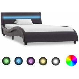 Cadre de lit avec led Noir Similicuir 100 x 200 cm Vidaxl Noir