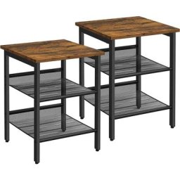 Vasagle Table de Chevet, Bout de Canapé, Set de 2, Table d'Appoint de Style Industriel, Grand