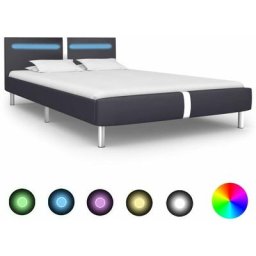 Cadre de lit avec led Noir Similicuir 120 x 200 cm Vidaxl Black
