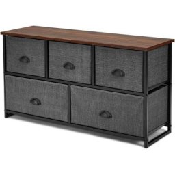 Commode a 5 Tiroirs avec Cadre en Metal Robuste, Meuble de Rangement Tiroirs en Tissu Amovibles,