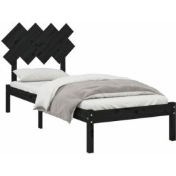 Cadre de lit Noir 90x200 cm Bois massif Vidaxl Black