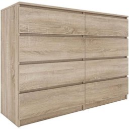 Milan - Commode large 8 tiroirs chambre salon - 97x138x40 - Design minimaliste - Meuble de