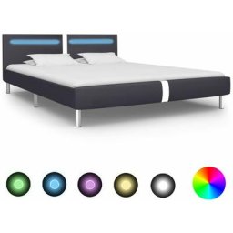 Cadre de lit avec led Noir Similicuir 160 x 200 cm Vidaxl Black