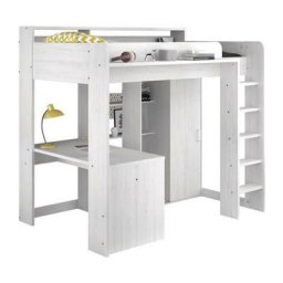 Lena Lit combiné mezzanine enfant - Décor Pin Petterson - Sommier inclus - 90 x 200 cm - Parisot