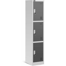 Vestiaire Métallique 3 Portes Armoire En Acier Casier Industriel 6 Clés ≤ 60 kg - Gris foncé, Gris
