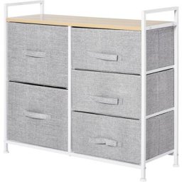 Homcom - Commode Meuble de Rangement 5 Tiroirs Amovibles pour Chambre Salon Cuisine 83 x 29 x 77 cm