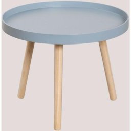Sklum - Table d'Appoint Ronde en Bois (Ø50 cm) Sigma Gris dauphin - Gris dauphin