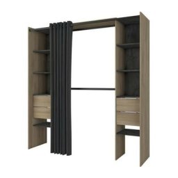 Dressing extensible 115/190x50x203 cm chêne et effet béton
