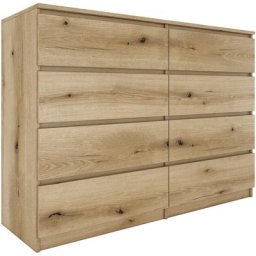 MILAN - Commode large 8 tiroirs chambre salon - 97x138x40 - Design minimaliste - Meuble de