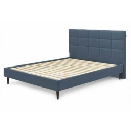 Lit Bobochic xs - Lit 140x190 cm carre avec lattes massives pieds bois wengé 140x190 Bleu - Bleu