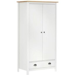 Garde-robe à 2 portes Hill Blanc 89x50x170cm Bois de pin solide Vidaxl White and brown