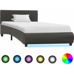 Cadre de lit avec led Gris Similicuir 90 x 200 cm Vidaxl Gris