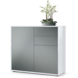 Commode Armoire Dressoir Crédence Ben Blanc mat, haute brillance & tons naturels - Façades en