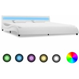 Cadre de lit avec led Blanc Similicuir 180 x 200 cm Vidaxl Blanc
