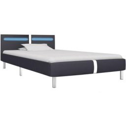 Cadre de lit avec led Noir Similicuir 90 x 200 cm Vidaxl Black