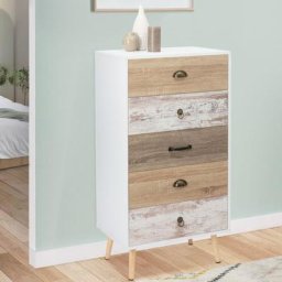 Chiffonnier 5 tiroirs bahia commode scandinave - Blanc