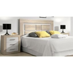 Ensemble de tête de lit + 2 chevets coloris chêne cambrian, blanc