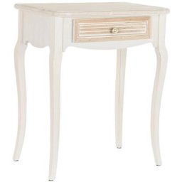 Console / Table console en mdf coloris blanc/naturel avec 1 tiroir - Longueur 60 x Profondeur 40 x