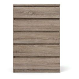 Nada Commode large 5 tiroirs, coloris chêne truffe. - Marron