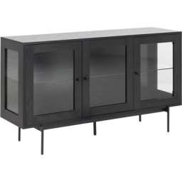 Angus Buffet avec 3 portes vitrées noir. - Noir