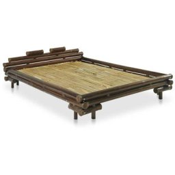 Cadre de lit Marron foncé Bambou 140 x 200 cm Vidaxl Dark brown