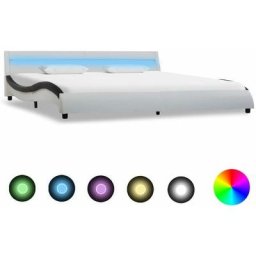 Cadre de lit avec led Blanc et noir Similicuir 180 x 200 cm Vidaxl Blanc et noir