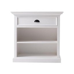 Halifax Grande table de chevet avec 1 tablette de rangement et 1 tiroir, blanc.