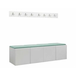Mobilier1 - Ensemble entrée Hartford 276, Manila 11, 168x46cm, Blanc, Stratifié, Tapisserie, Mural,