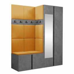 Ensemble entrée Hartford 278, Manila 32, 186x158x46cm, Miroir, Béton, Noir, Stratifié, Tapisserie,