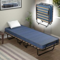 Lit Pliant sur Roulettes, 80 x 190 cm, Lit d'Appoint avec Matelas en Mousse 6,5 cm pour Maison et