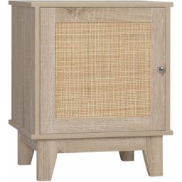 Table de chevet table de nuit style bohème chic - placard porte étagère réglable - cannage en rotin
