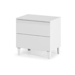 Table de Chevet Blanc brillant 2 tiroirs Blanc