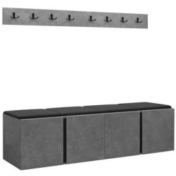 Mobilier1 - Ensemble entrée Hartford 276, Manila 18, 168x46cm, Béton, Noir, Tapisserie, Stratifié,