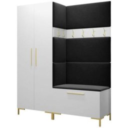 Ensemble entrée Hartford F100, Blanc, 196x158x44cm, Blanc, Tapisserie, Stratifié, Mural, Mis - Blanc
