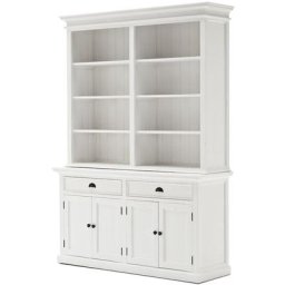 Halifax Vitrine avec tablettes de rangement, 2 tiroirs et 4 portes, blanc.