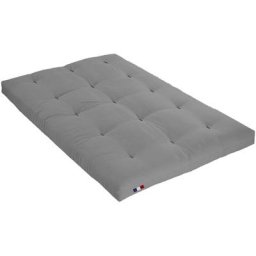 Matelas futon gris clair en coton 160x200 - Gris