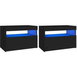 Tables de chevet à led 2 pcs Noir 60x35x40 cm Aggloméré Vidaxl Noir
