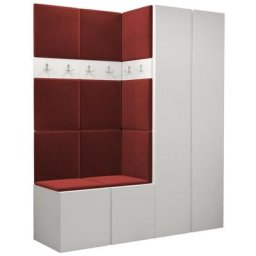 Ensemble entrée Hartford 266, Blanc, 186x158x46cm, Blanc, Rouge, Stratifié, Tapisserie, Mural, Mis