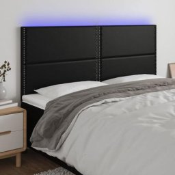 Tête de lit à led Armoire de tête de lit Noir 200x5x118/128 cm Similicuir 93098 - Noir