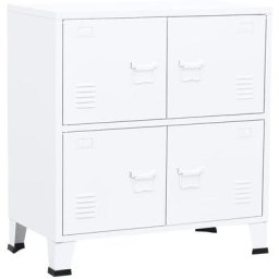 Coffre de rangement industriel Blanc 75x40x80 cm Acier vidaXL - White