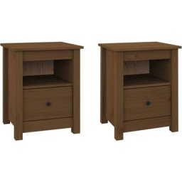 Tables de chevet 2 pcs Marron miel 40x35x49 cm Bois pin massif Vidaxl marron miel