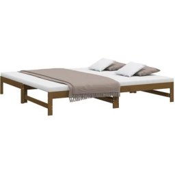 Lit coulissant Marron miel 2x(90x200) cm Bois de pin solide Vidaxl marron miel