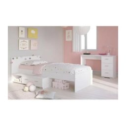 Chambre enfant complete 2 pieces - Lit + bureau - Style essentiel - Décor blanc - cosmos - Parisot