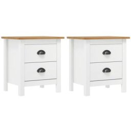 Tables de chevet Hill 2 pcs Blanc 46x35x49,5 cm Bois pin solide Vidaxl White and brown
